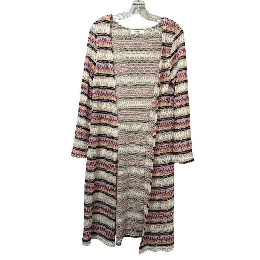 Umgee USA Womens Large Multi Color Chevron Striped Open Front Duster Cardigan